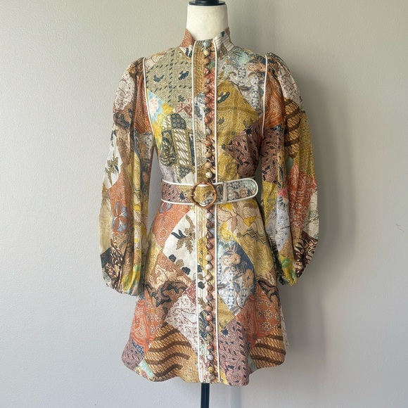 Zimmermann Multicolor Patchwork Mini Dress - Picture 3 of 6